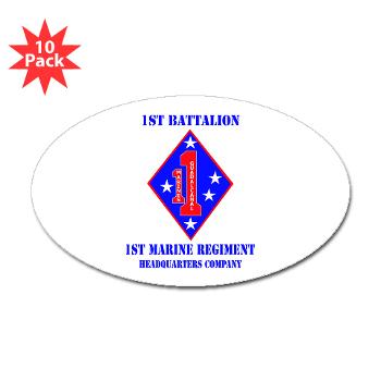 HQC1MR - M01 - 01 - HQ Coy - 1st Marine Regiment with Text - Sticker (Oval 10 pk)